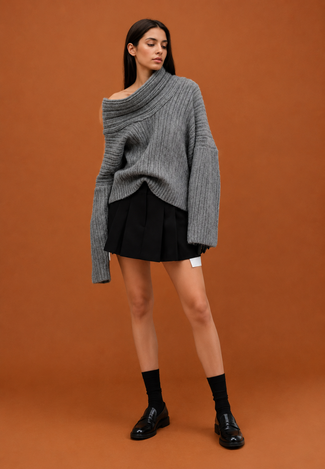 Jersey mujer escote asimétrico hombro descubierto - Séverine