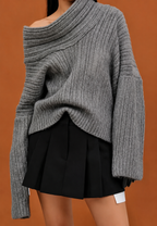 Jersey mujer escote asimétrico hombro descubierto - Séverine