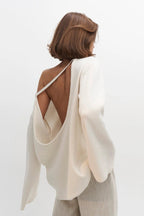 Jersey mujer oversize espalda abierta manga larga - Mireya