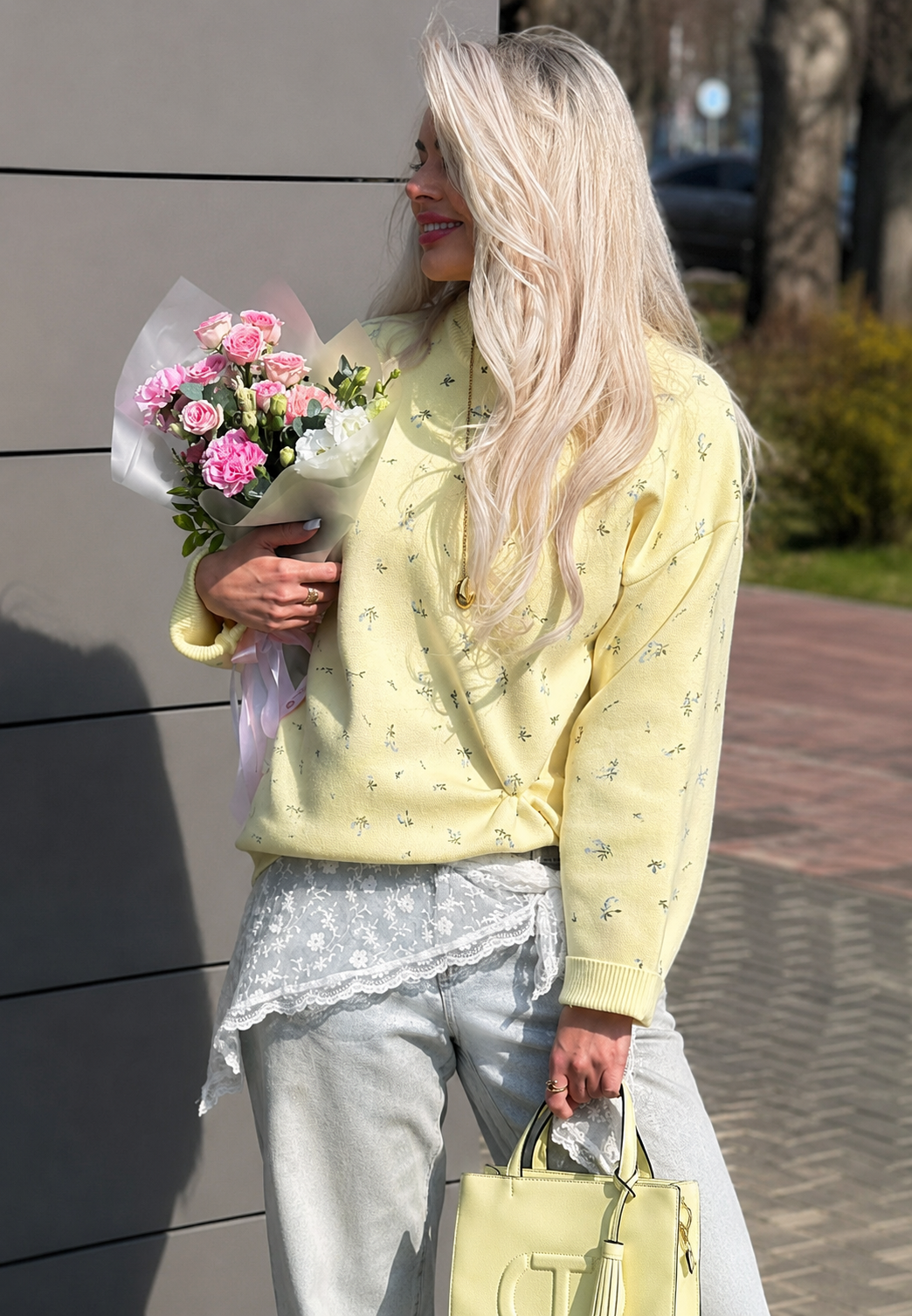 Jersey mujer oversize estampado floral cuello redondo manga larga - Anouk