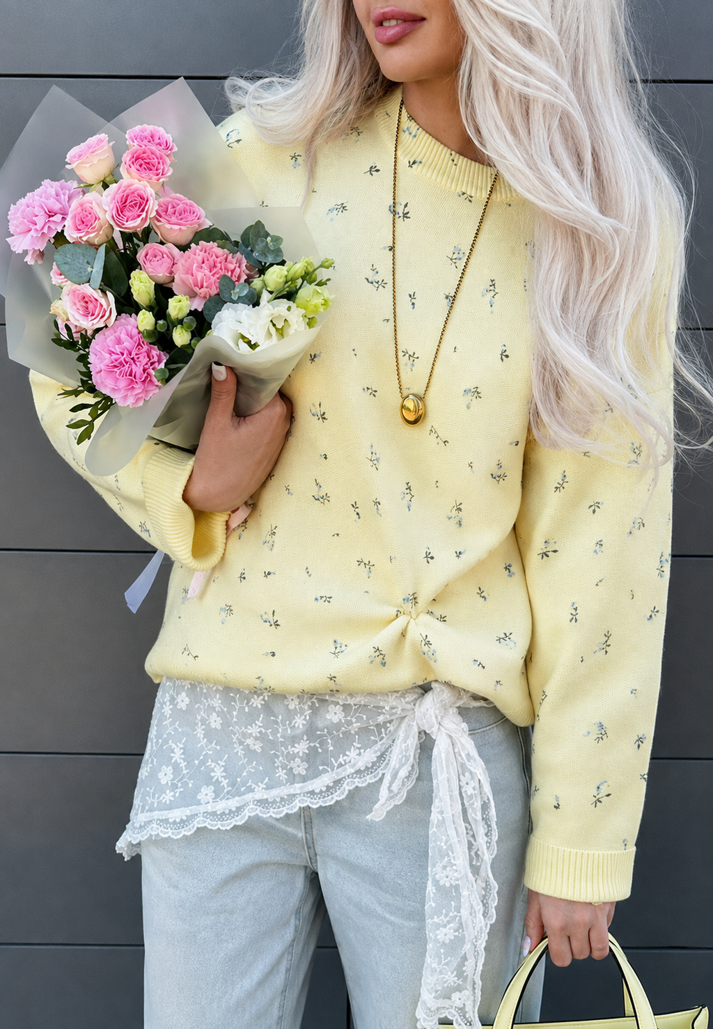 Jersey mujer oversize estampado floral cuello redondo manga larga - Anouk