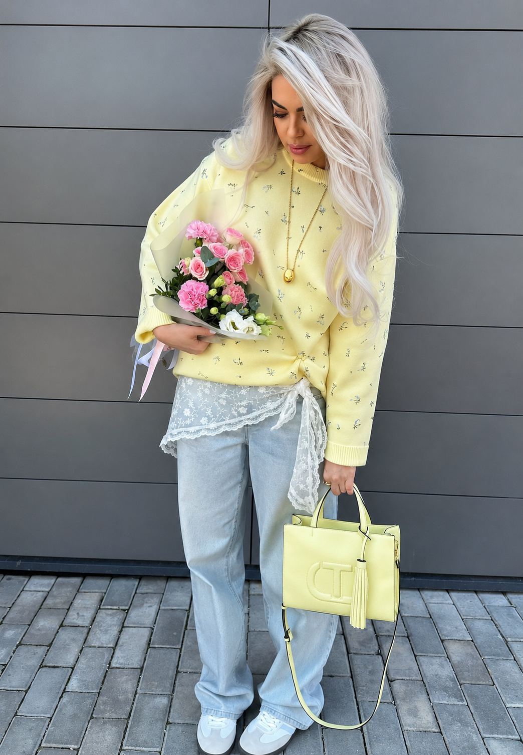 Jersey mujer oversize estampado floral cuello redondo manga larga - Anouk