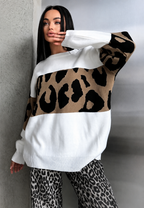 Jersey mujer oversize estampado leopardo bloques de color - Delphine