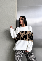 Jersey mujer oversize estampado leopardo bloques de color - Delphine