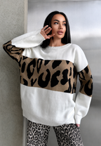 Jersey mujer oversize estampado leopardo bloques de color - Delphine