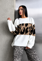 Jersey mujer oversize estampado leopardo bloques de color - Delphine