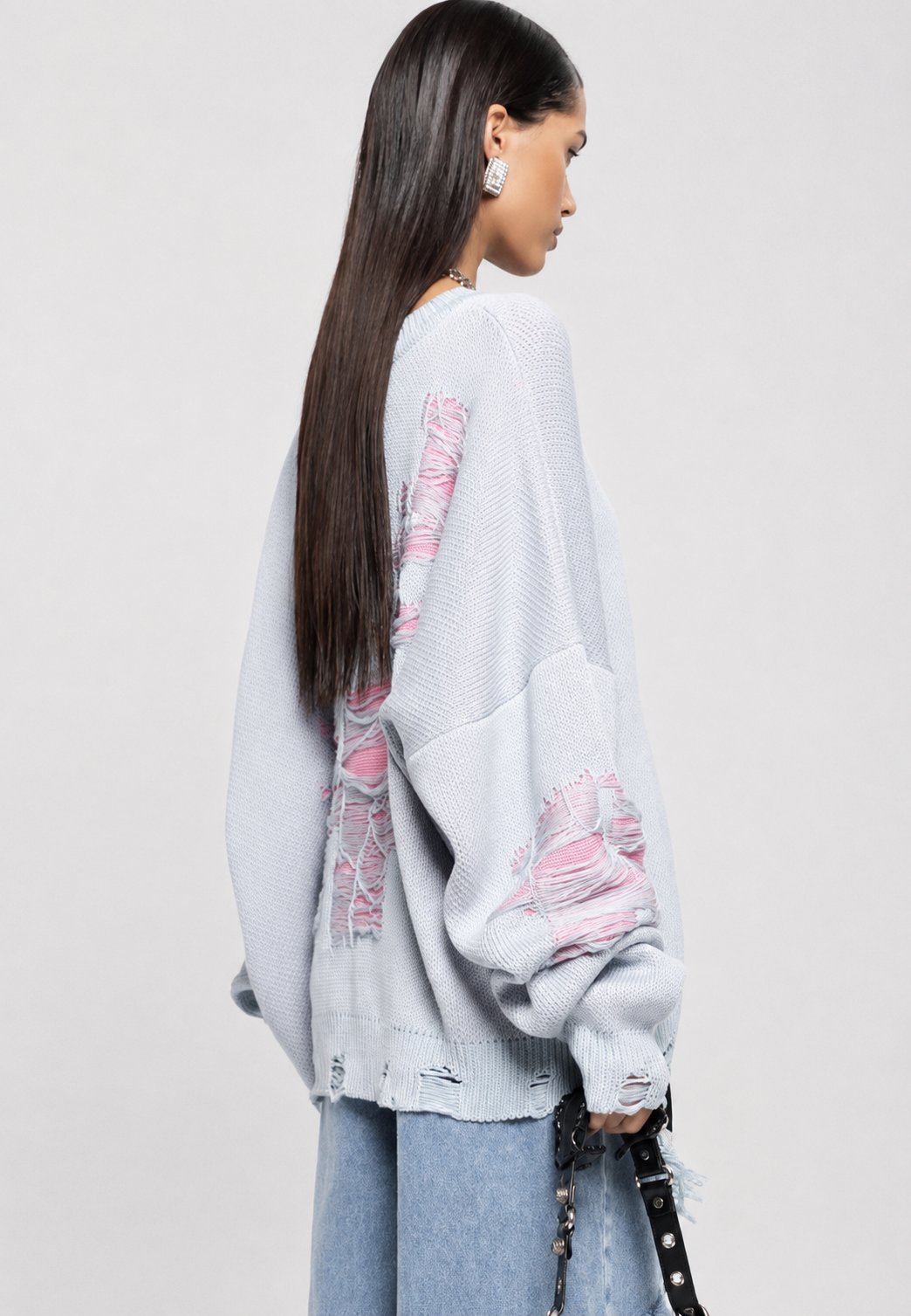 Jersey mujer oversize punto abierto con rotos decorativos - Vianne