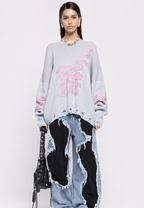 Jersey mujer oversize punto abierto con rotos decorativos - Vianne