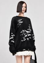 Jersey mujer oversize punto abierto con rotos decorativos - Vianne