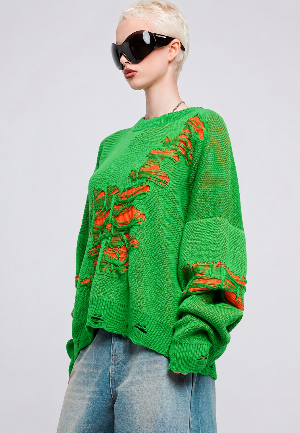 Jersey mujer oversize punto abierto con rotos decorativos - Vianne
