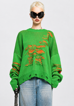 Jersey mujer oversize punto abierto con rotos decorativos - Vianne