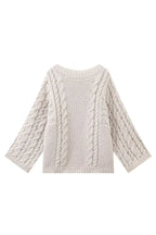 Jersey mujer oversize punto trenzado manga acampanada cuello alto - Nerina