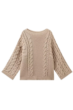Jersey mujer oversize punto trenzado manga acampanada cuello alto - Nerina
