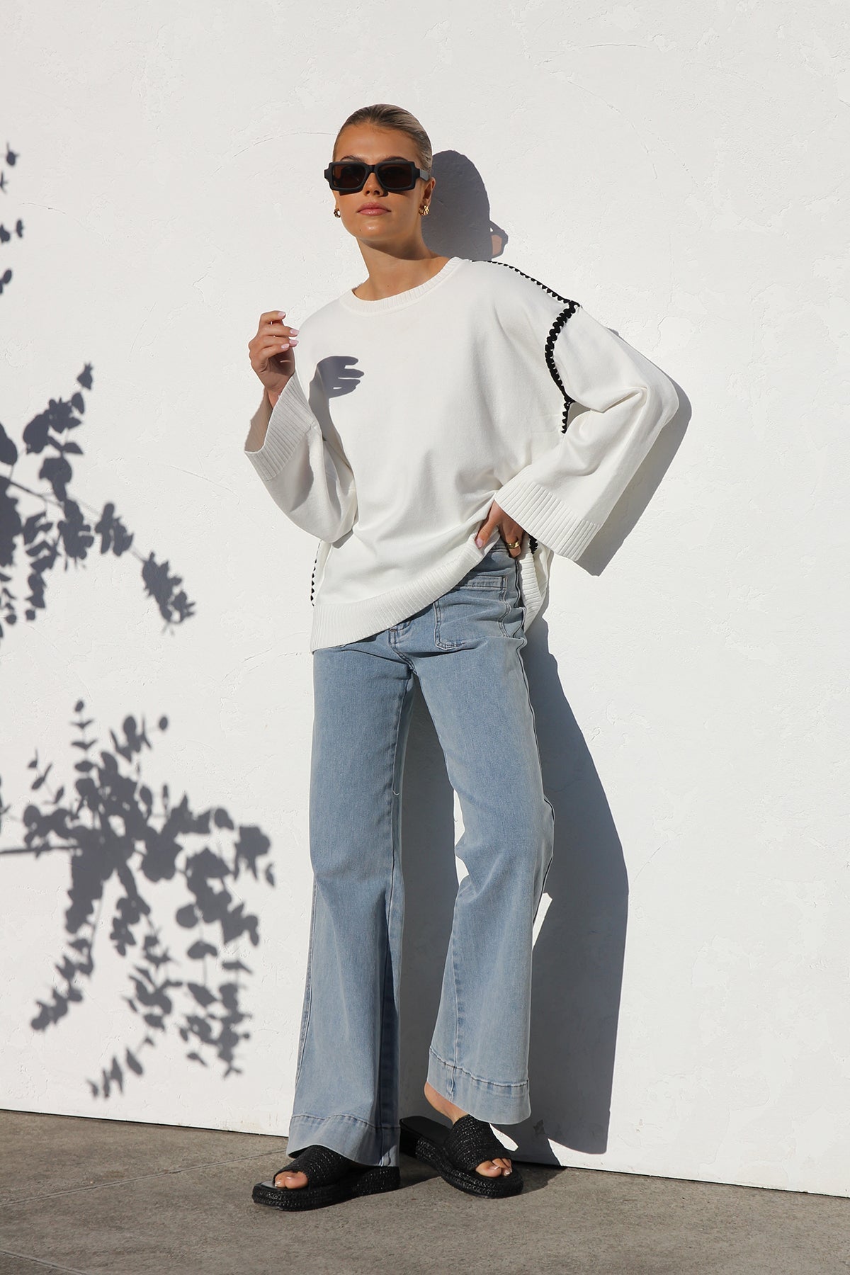 Jersey mujer oversize rayas cuello alto - Ottilie