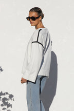 Jersey mujer oversize rayas cuello alto - Ottilie