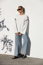Jersey mujer oversize rayas cuello alto - Ottilie