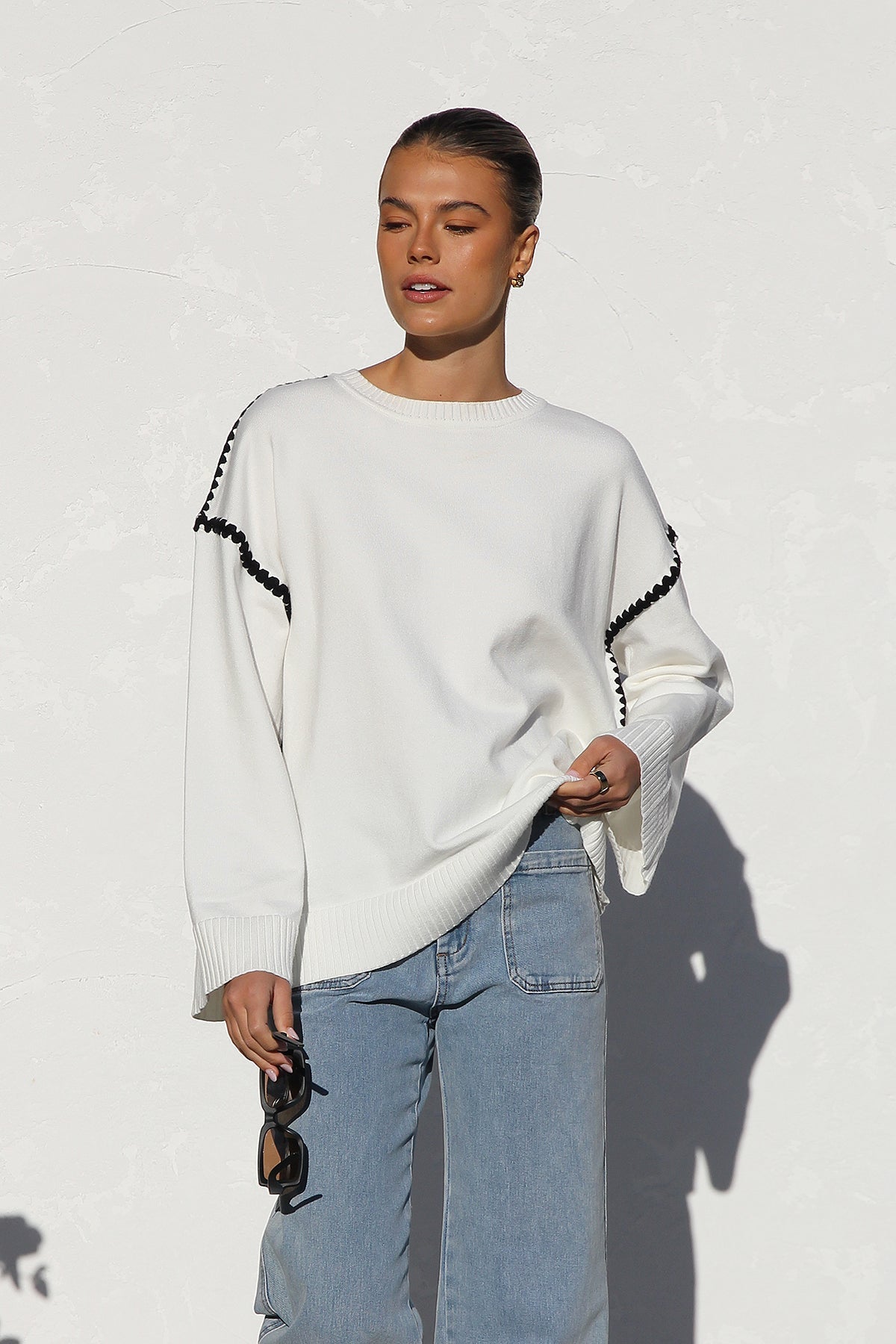 Jersey mujer oversize rayas cuello alto - Ottilie