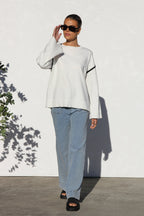 Jersey mujer oversize rayas cuello alto - Ottilie