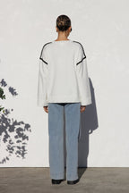 Jersey mujer oversize rayas cuello alto - Ottilie
