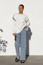 Jersey mujer oversize rayas cuello alto - Ottilie