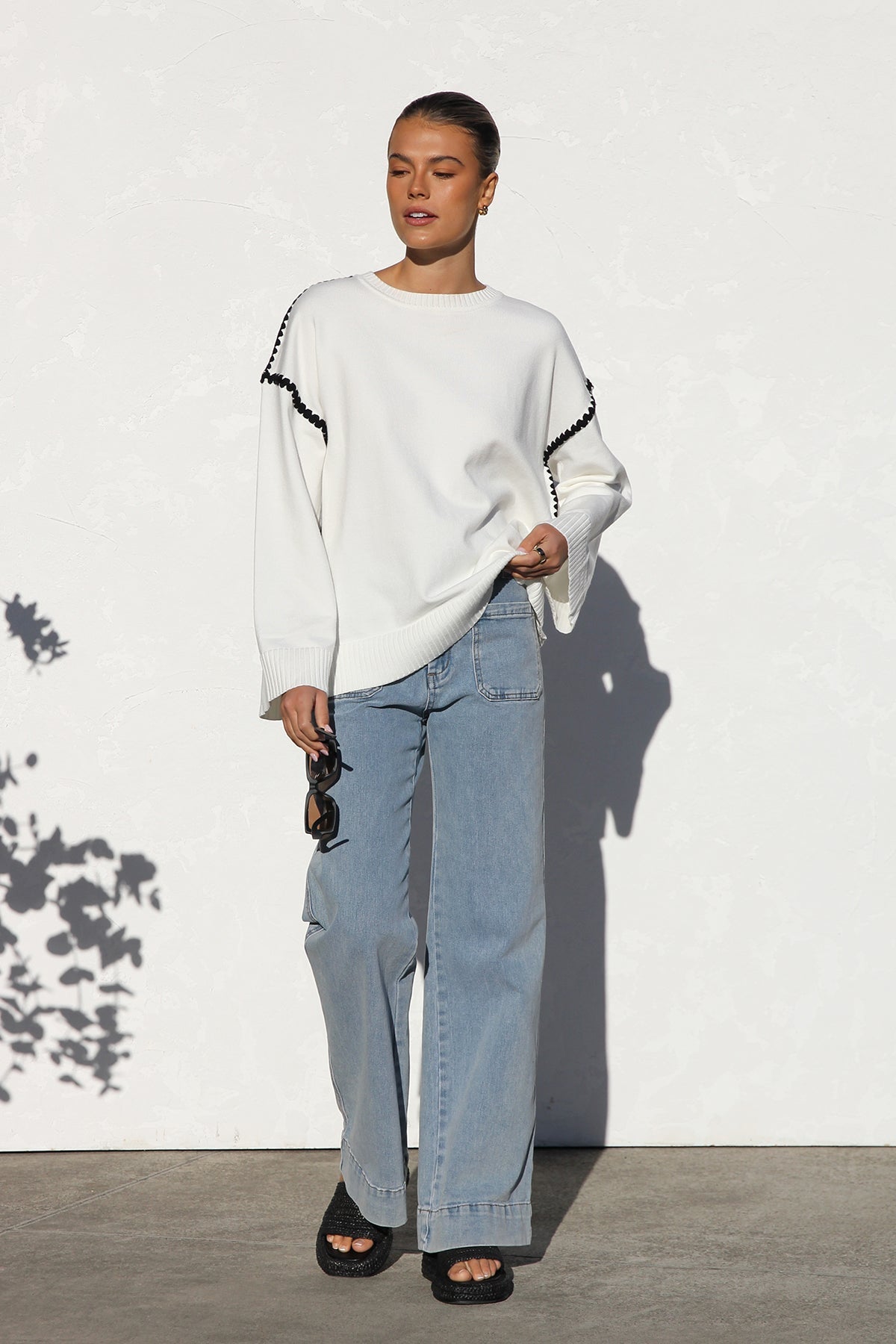 Jersey mujer oversize rayas cuello alto - Ottilie