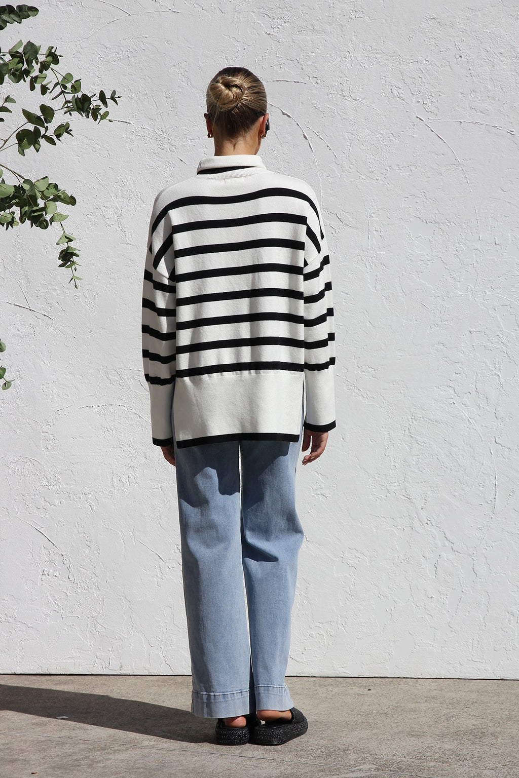 Jersey mujer oversize rayas cuello alto - Runa