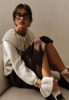 Jersey mujer punto cuello volante manga larga - Capucine
