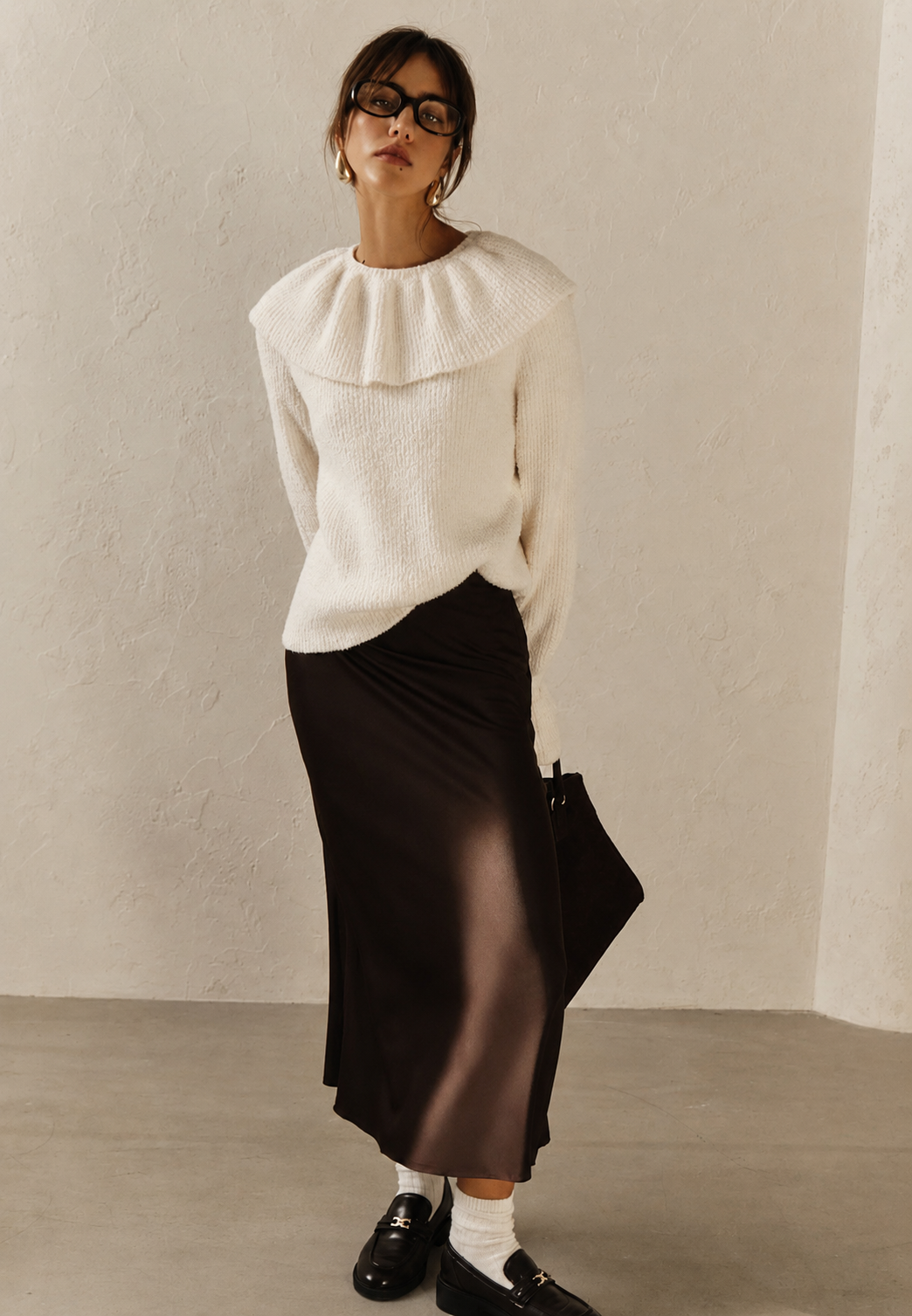Jersey mujer punto cuello volante manga larga - Capucine