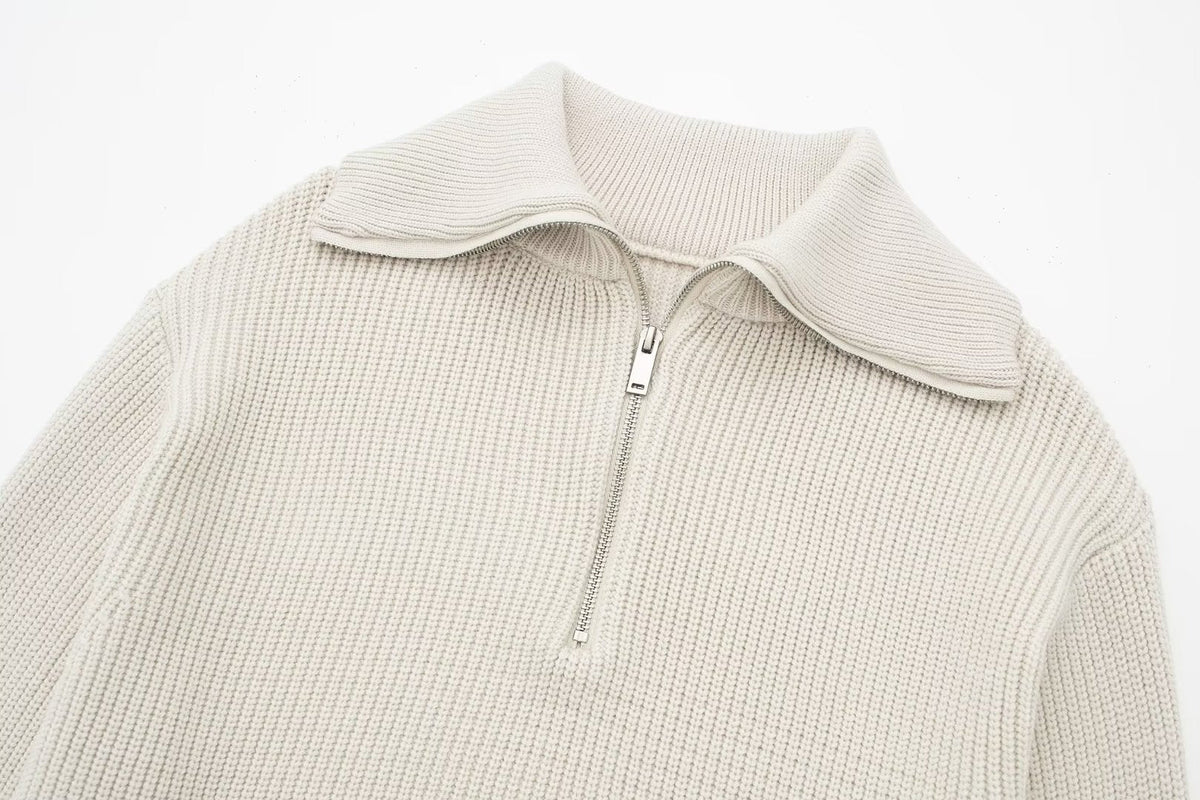 Jersey mujer rayas media cremallera cuello alto - Holly