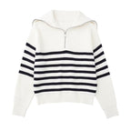 Jersey mujer rayas media cremallera cuello alto - Holly