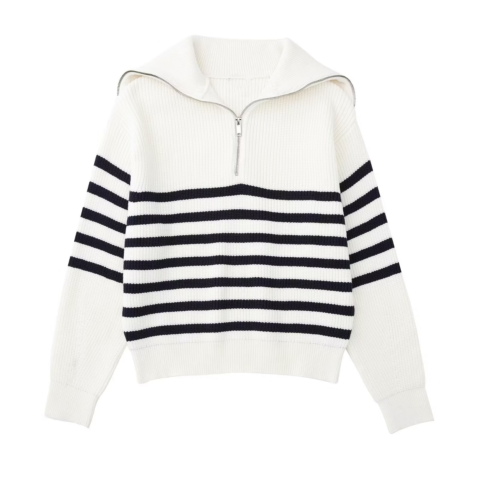 Jersey mujer rayas media cremallera cuello alto - Holly