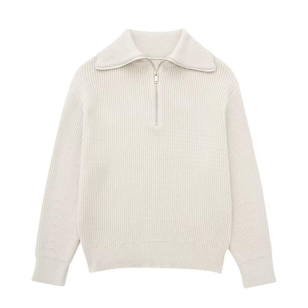 Jersey mujer rayas media cremallera cuello alto - Holly