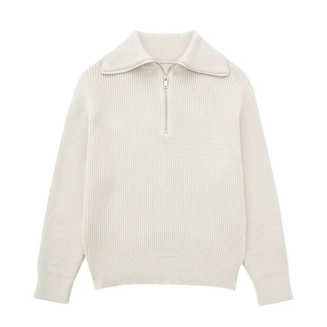Jersey mujer rayas media cremallera cuello alto - Holly