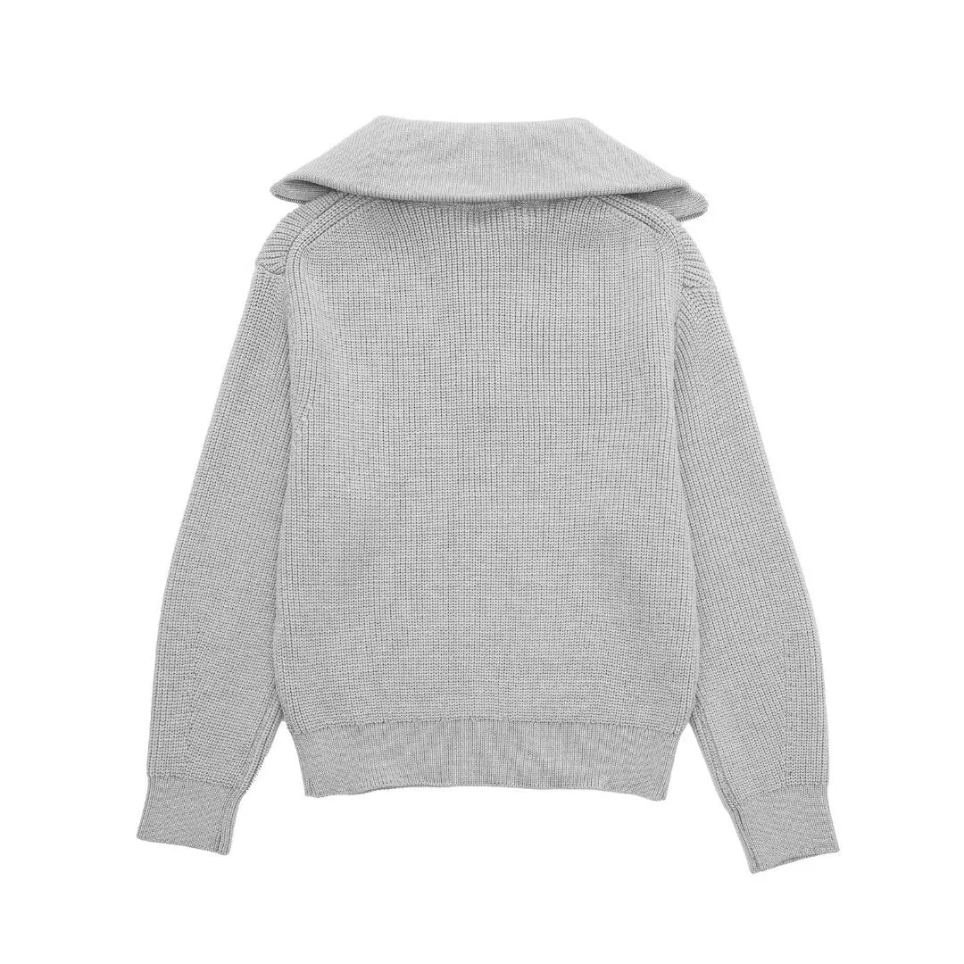 Jersey mujer rayas media cremallera cuello alto - Holly