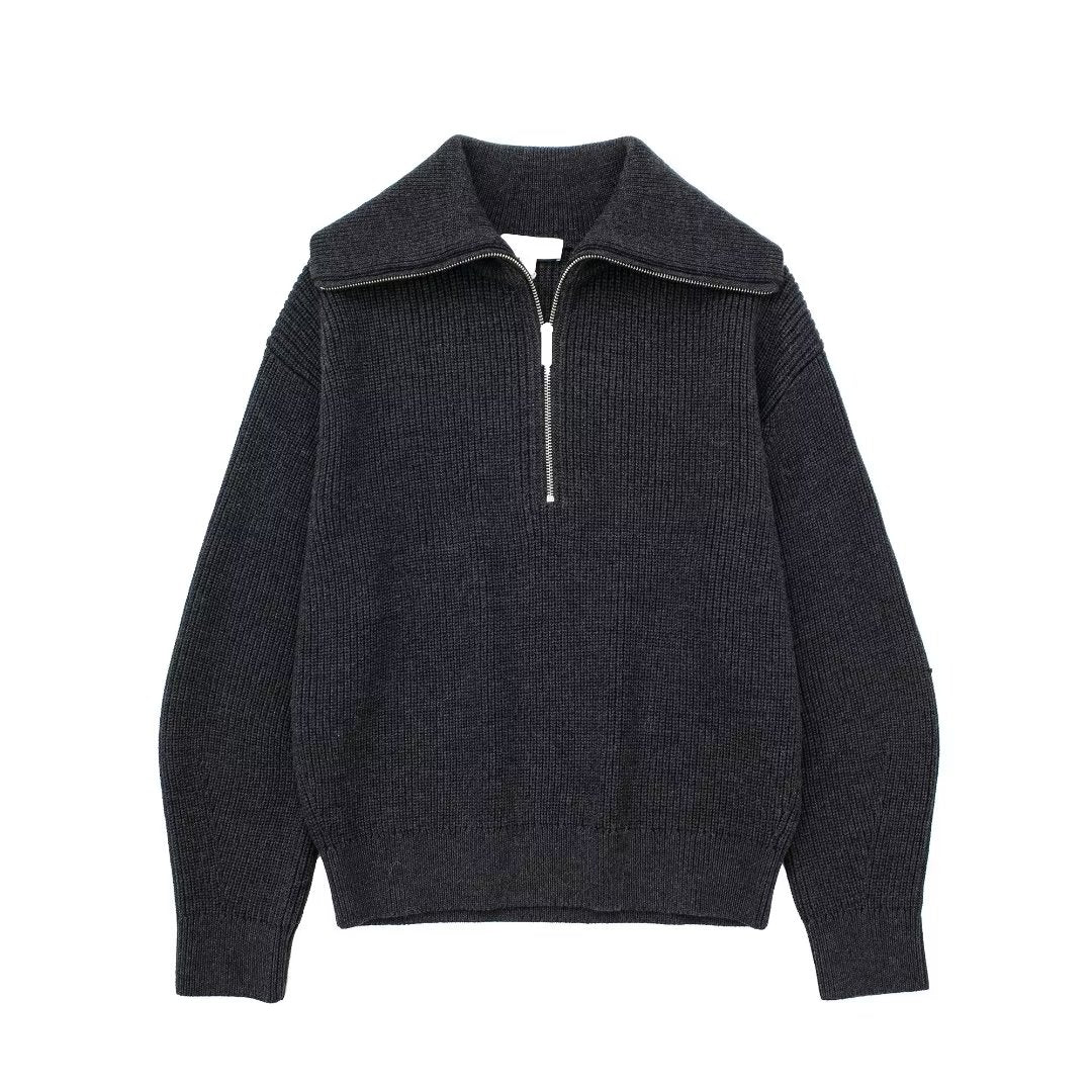 Jersey mujer rayas media cremallera cuello alto - Holly