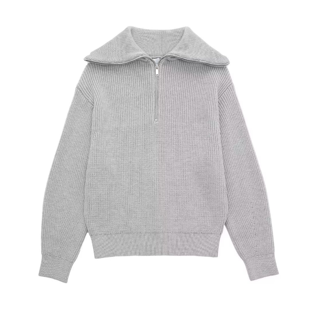 Jersey mujer rayas media cremallera cuello alto - Holly