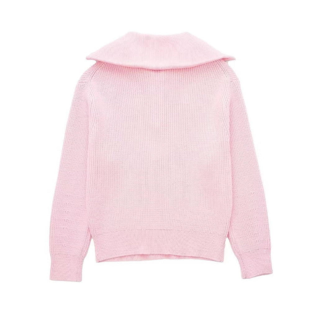 Jersey mujer rayas media cremallera cuello alto - Holly