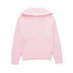 Jersey mujer rayas media cremallera cuello alto - Holly