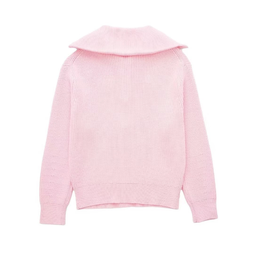 Jersey mujer rayas media cremallera cuello alto - Holly