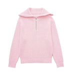 Jersey mujer rayas media cremallera cuello alto - Holly