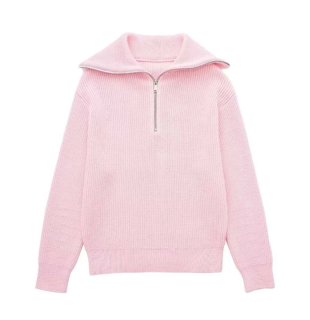 Jersey mujer rayas media cremallera cuello alto - Holly