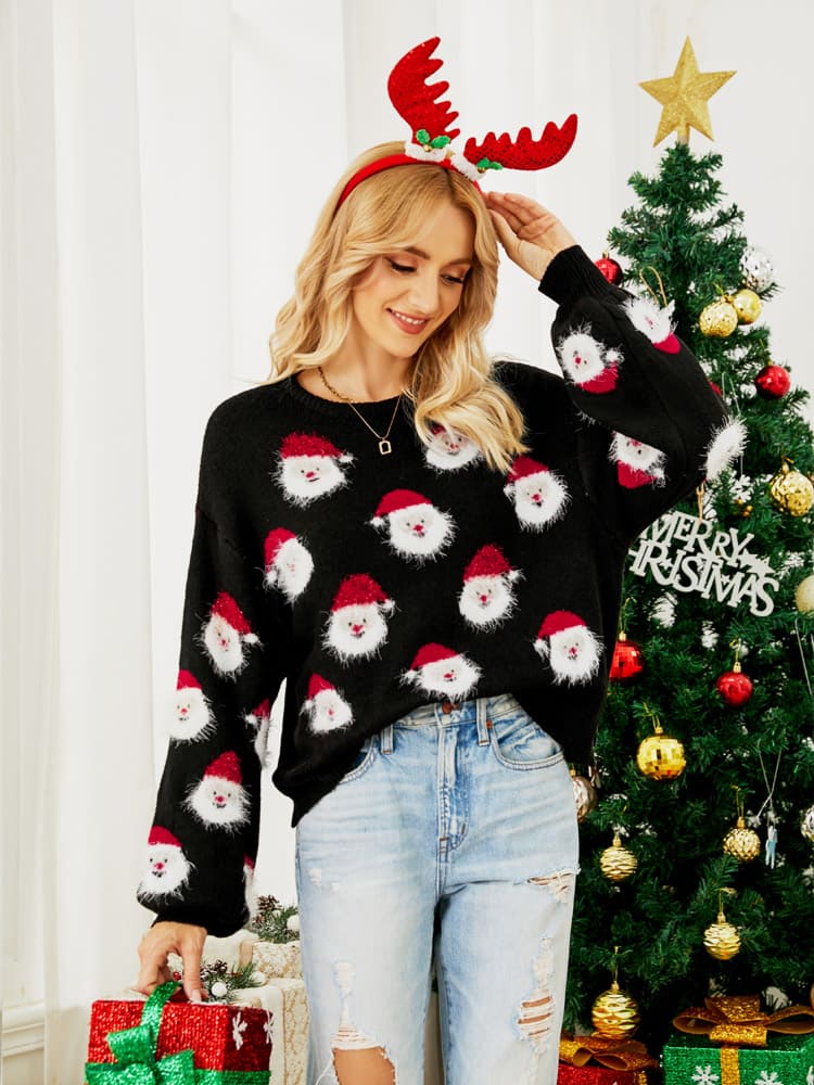Jersey navideño mujer papá noel manga larga - Narela