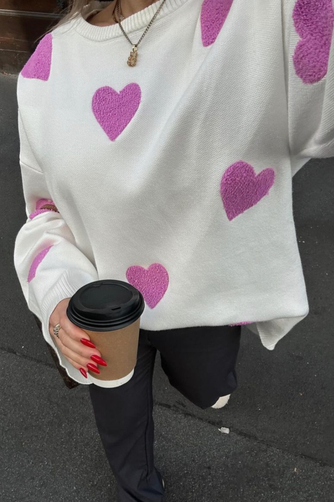 Jersey oversize de punto con corazones - Barissa