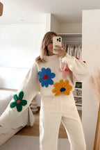 Jersey oversize de punto con flores en relieve - Artelia