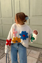 Jersey oversize de punto con flores en relieve - Artelia