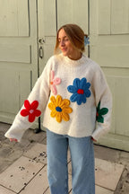 Jersey oversize de punto con flores en relieve - Artelia
