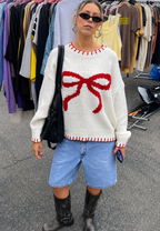 Jersey oversize de punto jacquard lazo - Conny