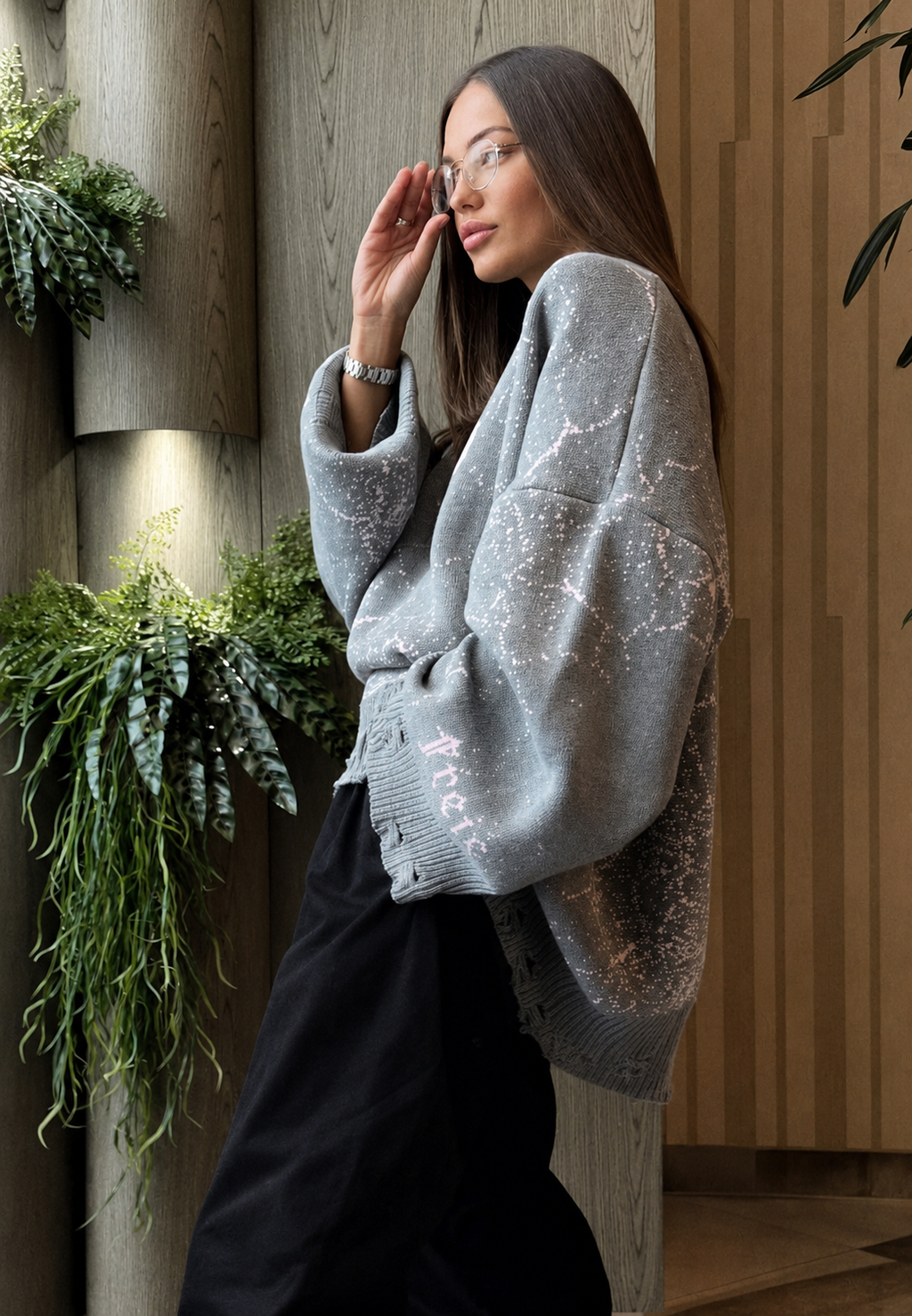 Jersey oversize mujer estampado gráfico detalles rotos - Liora