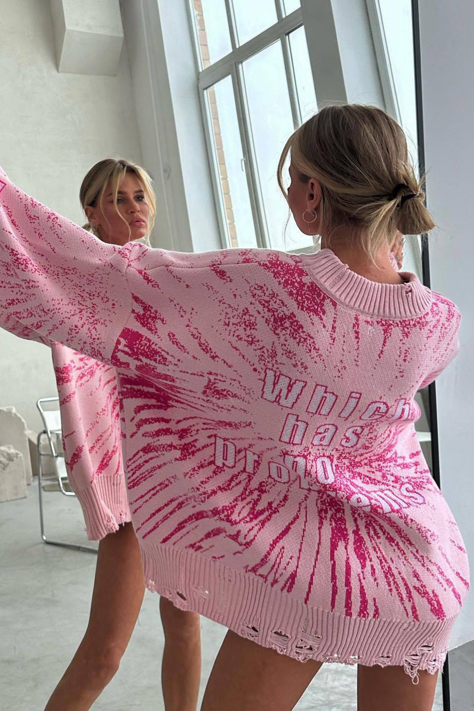 Jersey oversize mujer estampado gráfico detalles rotos - Liora