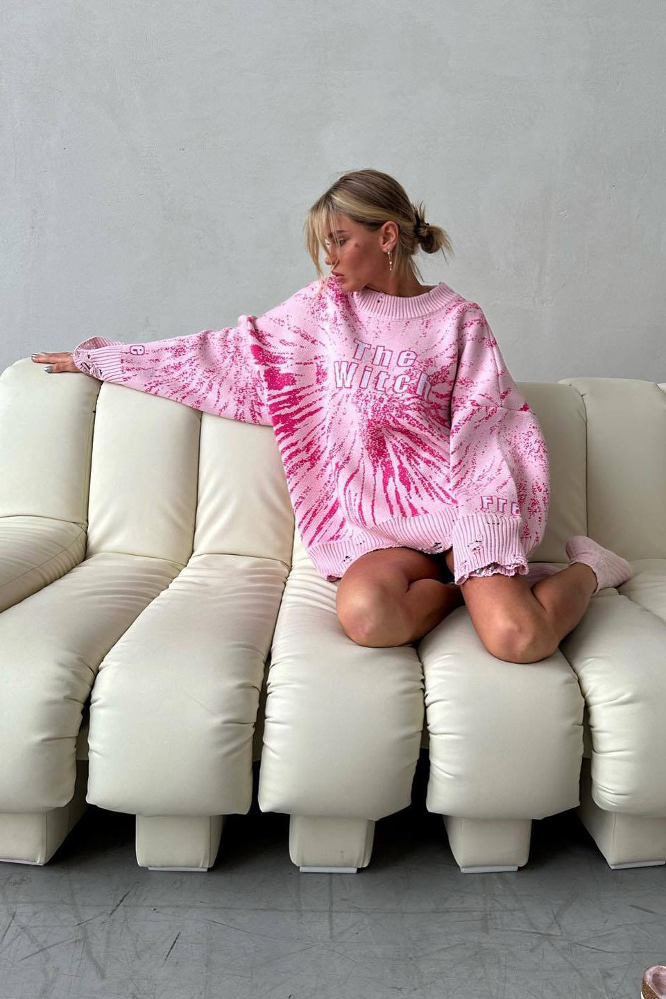 Jersey oversize mujer estampado gráfico detalles rotos - Liora